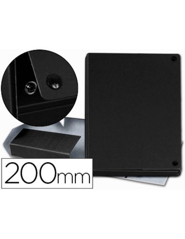 Carpeta Proyectos Pardo Folio Lomo 200 Mm Carton Forrado Negro Con Broche