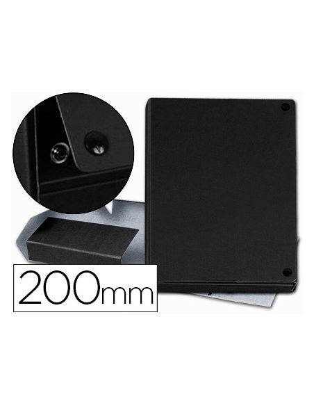 Carpeta Proyectos Pardo Folio Lomo 200 Mm Carton Forrado Negro Con Broche