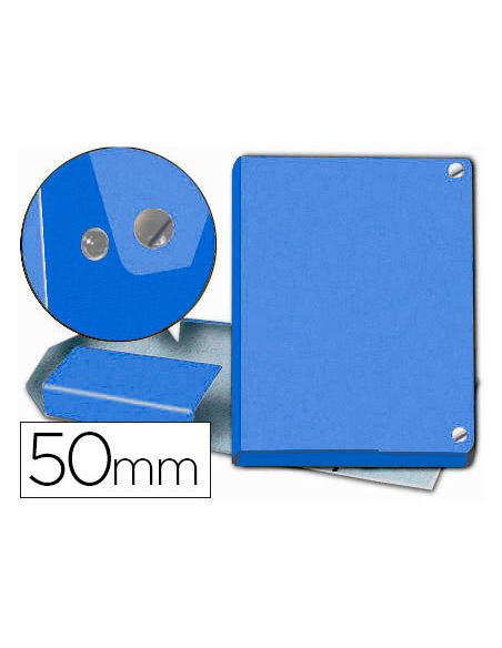 Carpeta Proyectos Pardo Folio Lomo 50 Mm Carton Forrado Azul Con Broche