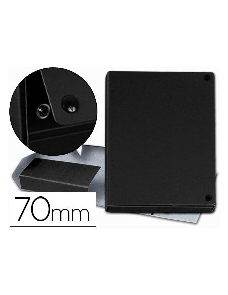 Carpeta Proyectos Pardo Folio Lomo 70 Mm Carton Forrado Negro Con Broche