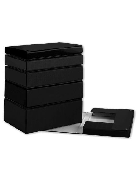 Carpeta Proyectos Pardo Folio Lomo 90 Mm Carton Forrado Negro Con Broche