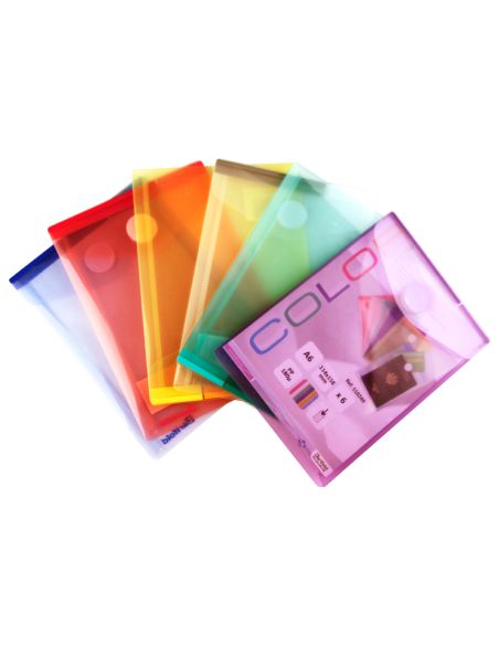 Carpeta Djois Dossier Broche Din A6 Vertical Polipropileno 200 Mc Velcro Expositor 60 Uds Surtidas