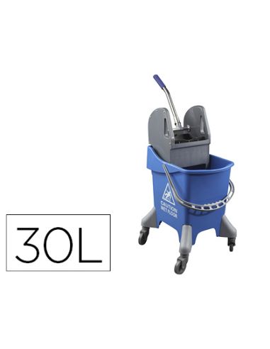 Carro De Limpieza Con Bastidor Y Escurridor Con 4 Ruedas 32 L Azul 455X370X970 Mm