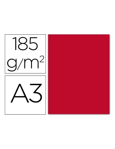 Cartulina Guarro Din A3 Rojo 185 Gr Paquete 50 Hojas