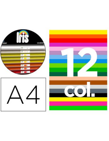 Cartulina Guarro Din A4 185 Gr Contenido "B" 100 Hojas X 12 Colores
