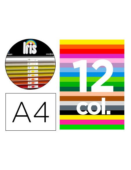 Cartulina Guarro Din A4 185 Gr Contenido "B" 100 Hojas X 12 Colores