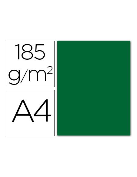 Cartulina Guarro Din A4 Verde Abeto 185 Gr Paquete 50 Hojas
