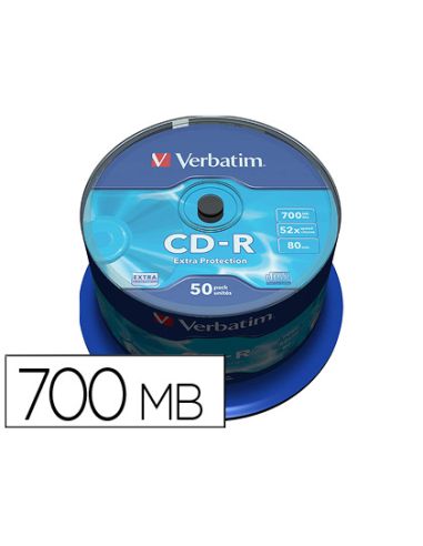 Cd-R Verbatim Capacidad 700Mb Velocidad 52X 80 Min Tarrina De 50 Unidades
