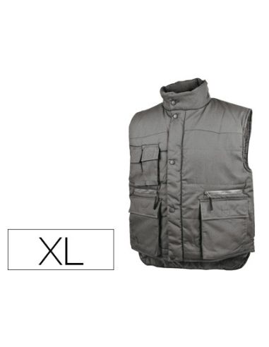 Chaleco Deltaplus Multibolsillos Con Cremallera Cintura Elastica Protege Riñones Gris Verde Talla Xl