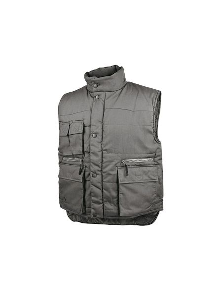 Chaleco Deltaplus Multibolsillos Con Cremallera Cintura Elastica Protege Riñones Gris Verde Talla Xl