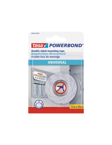Cinta Adhesiva Tesa Doble Cara Powerbond Universal Uso Interior 1,5 M X 19 Mm