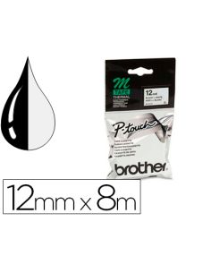 Cinta Brother Mk-231 Blanco-Negro 12Mm Longitud 8 Mt