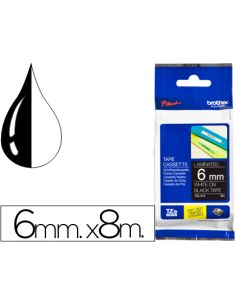 Cinta Brother Tze315 Negro-Blanco 6Mm Longitud 8Mt