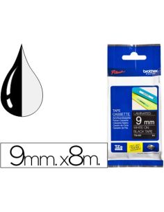 Cinta Brother Tze325 Negro-Blanco 9Mm Longitud 8Mt