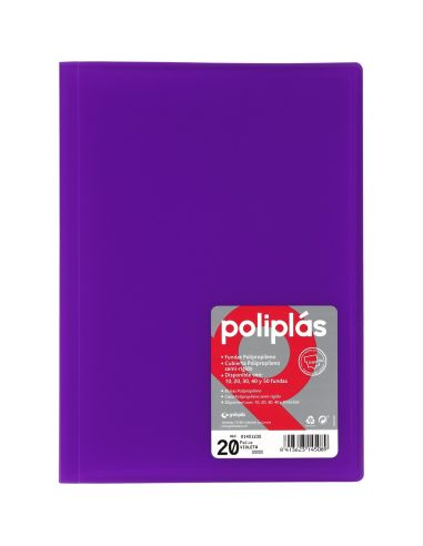Carpeta 20 Fundas   Poliplás Traslúcidos Folio Violeta