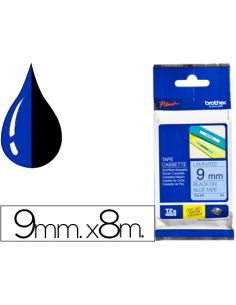 Cinta Brother Tze-521 Azul-Negro 9Mm Longitud 8Mt