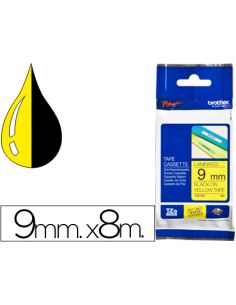 Cinta Brother Tze621 Amarillo-Negro 9Mm Longitud 8 Mt