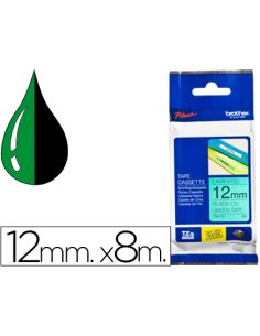 Cinta Brother Tze-731 Verde-Negro 12Mm Longitud 8 Mt
