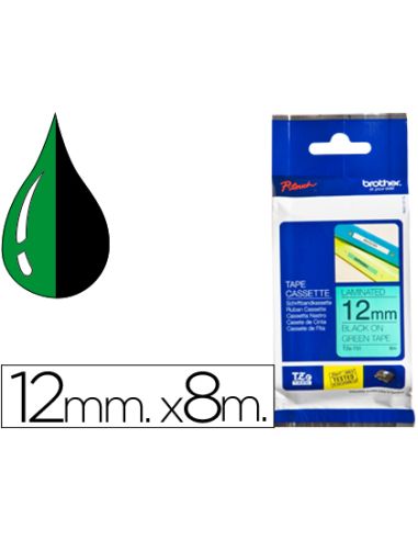 Cinta Brother Tze-731 Verde-Negro 12Mm Longitud 8 Mt