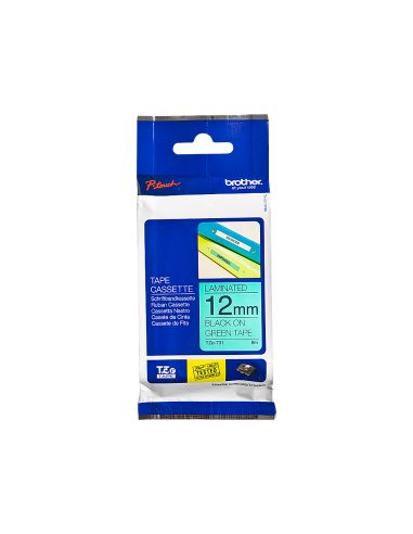 Cinta Brother Tze-731 Verde-Negro 12Mm Longitud 8 Mt