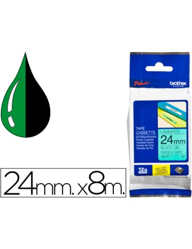 Cinta Brother Tze751 Verde-Negro 24Mm Longitud 8 Mt