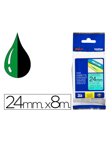 Cinta Brother Tze751 Verde-Negro 24Mm Longitud 8 Mt