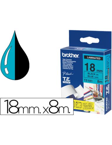 Cinta Brother Tze541 Azul-Negro 18Mm Longitud 8Mt