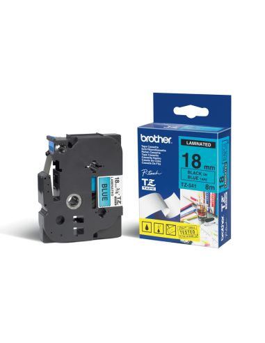 Cinta Brother Tze541 Azul-Negro 18Mm Longitud 8Mt
