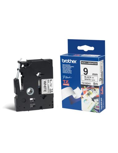 Cinta Brother Tzen231 Negro Sobre Blanco 9 Mm No Laminada