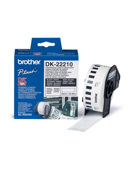 Cinta De Papel Continuo Brother Dk-22210 Para Impresoras Ql -29Mmx30,48Mts-