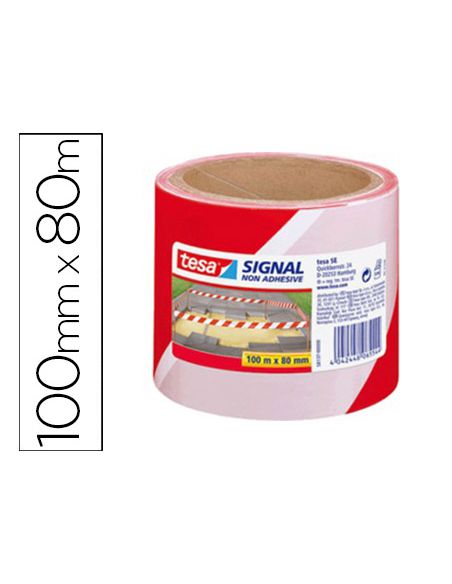 Cinta De Señalizacion Tesa Rojo Y Blanco 100Mt X 80 Mm