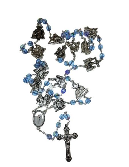 Rosario Estaciones Del Via Ccrucis Cristal Azul