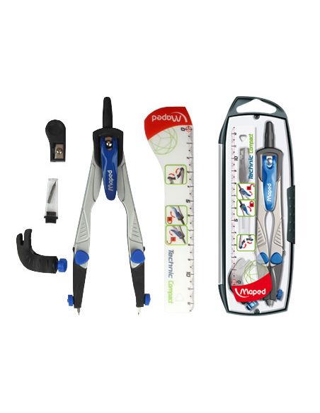 Compas Maped 538700 -Con Adaptador Universal Estuche De Minas Y Afilaminas