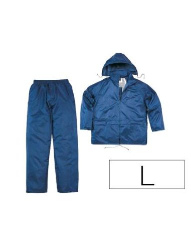 Conjunto De Lluvia Deltaplus 400 Poliester/Pvc Azul Marino Talla L