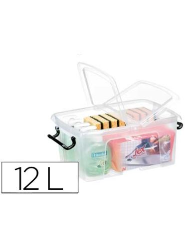 Contenedor Plastico Cep 12 Litros 405X295X183 Mm Transparente Con Tapa Y Cierre Hermetico