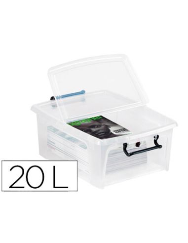 Contenedor Plastico Cep 20 Litros 190X460X170 Mm Transparente Con Tapa Y Cierre Hermetico