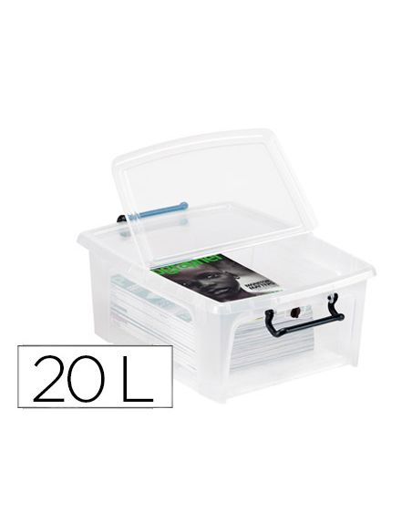 Contenedor Plastico Cep 20 Litros 190X460X170 Mm Transparente Con Tapa Y Cierre Hermetico