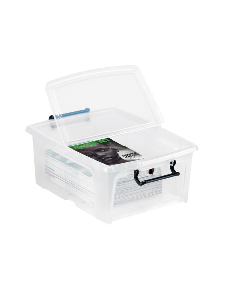 Contenedor Plastico Cep 20 Litros 190X460X170 Mm Transparente Con Tapa Y Cierre Hermetico