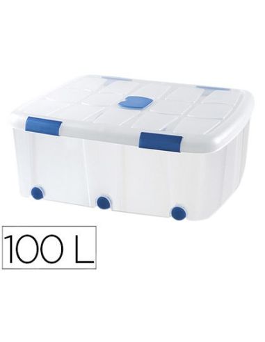 Contenedor Plastico Plasticforte 100 Litros N 15 Transparente Con Tapa 330X800X600 Mm