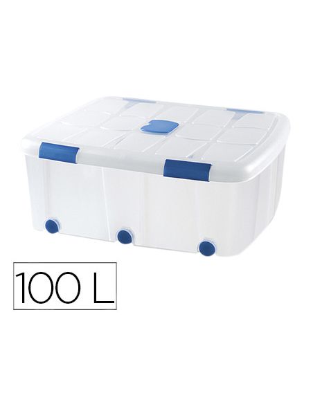 Contenedor Plastico Plasticforte 100 Litros N 15 Transparente Con Tapa 330X800X600 Mm