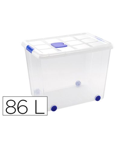 Contenedor Plastico Plasticforte 86 Litros N 8 Transparente Con Tapa 470X620X450 Mm