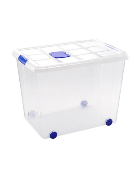 Contenedor Plastico Plasticforte 86 Litros N 8 Transparente Con Tapa 470X620X450 Mm