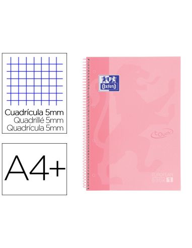 Cuaderno Espiral Oxford Ebook 1 School Touch Te Din A4+ 80 Hojas Cuadro 5 Mm Con Margen Flamingo Pastel|Libreriasalesiana