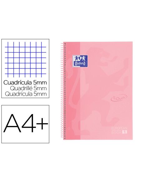 Cuaderno Espiral Oxford Ebook 1 School Touch Te Din A4+ 80 Hojas Cuadro 5 Mm Con Margen Flamingo Pastel|Libreriasalesiana