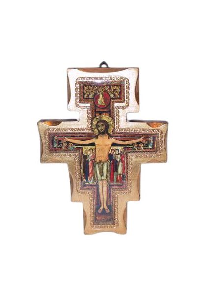 Cruz San Damian Madera Oro 3º Mis 20,5X28Cm. ºººº