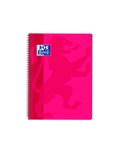 Cuaderno Espiral Oxford School Classic Tapa Polipropileno Folio 80 H Cuadro 4 Mm Con Margen Fucsia