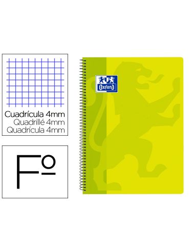 Cuaderno Espiral Oxford School Classic Tapa Polipropileno Folio 80 Hojas Cuadro 4 Mm Con Margen Lima