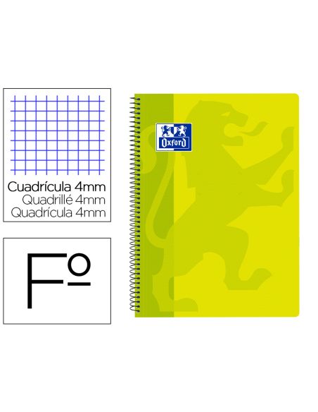Cuaderno Espiral Oxford School Classic Tapa Polipropileno Folio 80 Hojas Cuadro 4 Mm Con Margen Lima