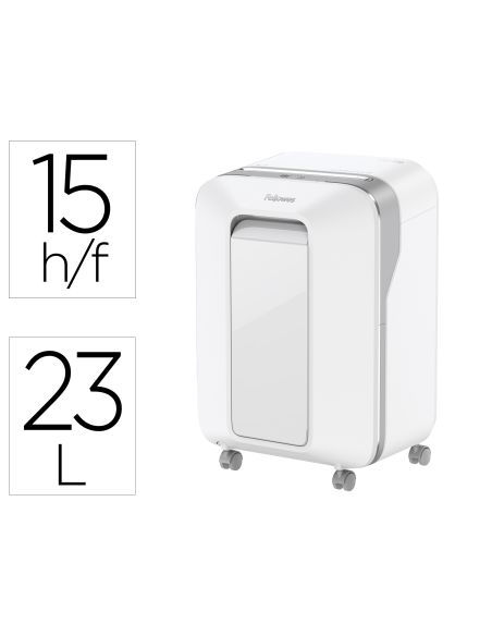 Destructora De Documentos Fellowes Lx201 Capacidad De 12 H Seguridad P5 Clips Grapas Y Tarjetas 23L Blanca