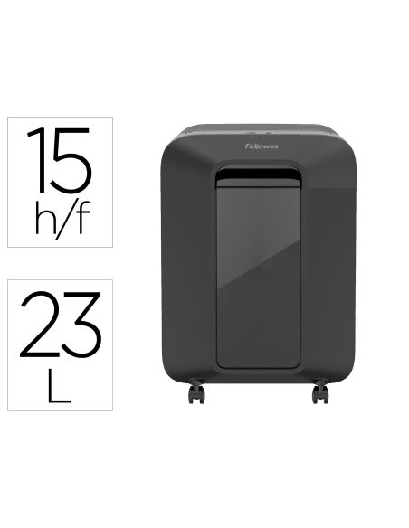 Destructora De Documentos Fellowes Lx201 Capacidad De 12H Seguridad P5 Grapas Clips Y Tarjetas 23 Litros Negra